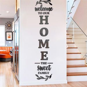 Wall Stickers 3d Mirror English Letters Home Family SelfAdhesive Acrylic Decals For Room Decor Decoration Accessories 230603