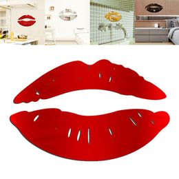 Stickers muraux 3D Miroir Lèvre Amovible Autocollant DIY Art Mural Home Room Decor Acrylique Decal TRYC889