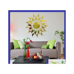 Muurstickers 3D spiegel muurstickers acryl zonnebloempatroon behang meeldauw bewijs voor woning decor kauw eco vriendelijke mode 10 dh1xk