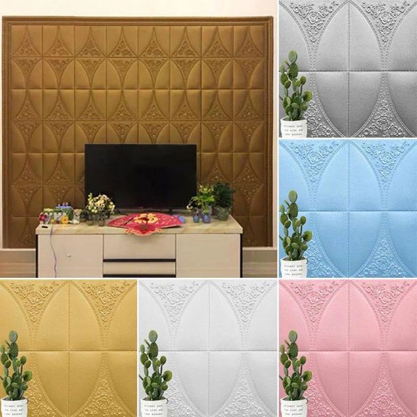 Pegatizas de pared Patrón de alivio 3D Decoración autoadhesiva Fondos de pantalla cuadrado para sala de estar TV Decoración de telón de fondo Estilo europeo