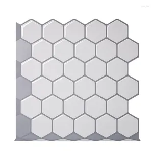 Stickers muraux 3D auto-adhésif mosaïque carrelage autocollant blanc hexagone style maison cuisine décoration