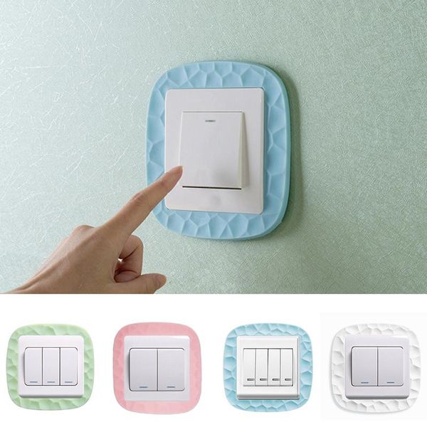 Pegatinas de pared 3D silicona Simple moderno interruptor luminoso pegatina Panel cubierta protectora sala de estar dormitorio enchufe Decoración