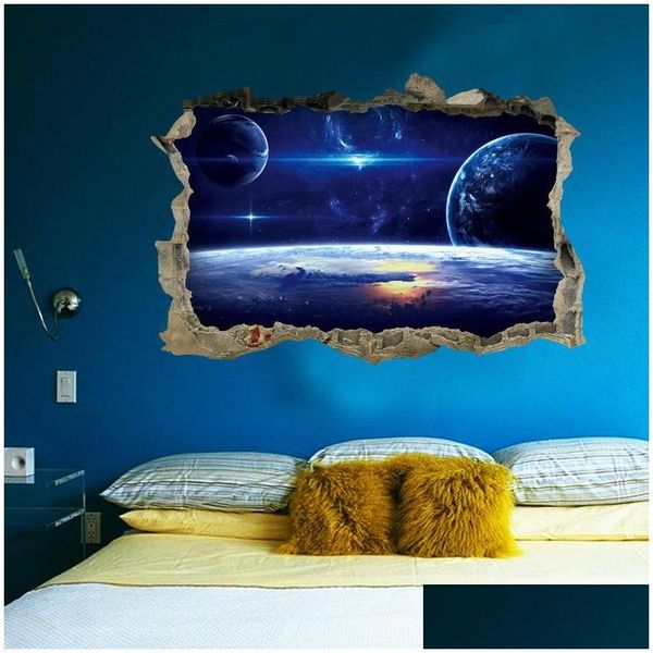 Stickers Muraux 3D Star Universe Série Cassé Pour Enfants Bébé Chambres Chambre Décoration de La Maison Stickers Affiche Murale Autocollant Sur La Goutte Del Dhnjo