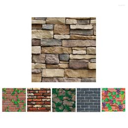 Autocollants muraux 3d Stone Nature Roll Roll Brick Wallpaper TV Background Sticker 45 100cm