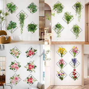 Muurstickers 3D Vinyl Bonsai Tropische Groene Plant Rose Tulp Behang Moderne Tegel Sticker Muurschildering Home Decor 231010