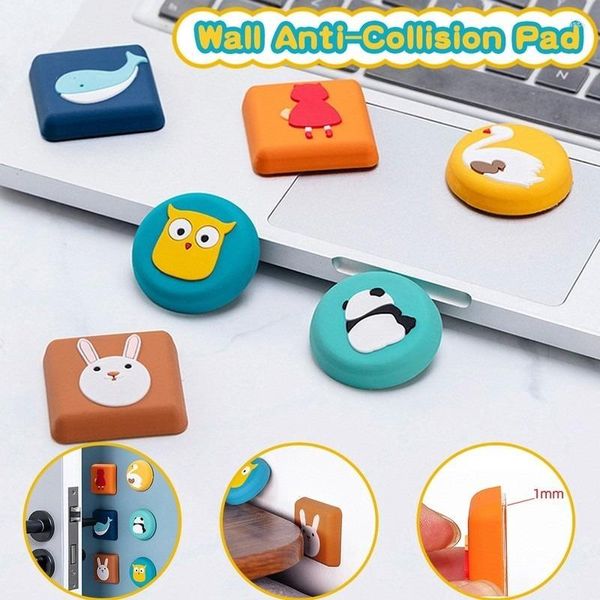 Autocollants muraux 3 pièces dessin animé Silicone Anti-collision Pad/poignée de porte Protection coussin ménage tampon muet Pad autocollant décor