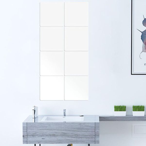 Pegatinas de pared, 3 uds., película decorativa autoadhesiva para muebles, lámina de espejo cuadrada de alta calidad, pasta transparente para decoración del hogar