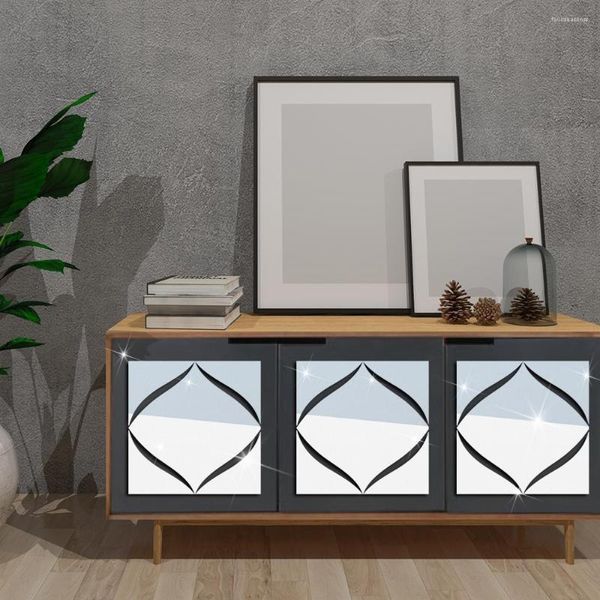 Pegatinas de pared 4 piezas por juego Rompecabezas geométrico 3D Etiqueta autoadhesiva de espejo de cristal acrílico extraíble