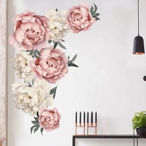 Autocollants muraux 40x60cm grand fleur rose bricolage pivoine fleurs romantiques décalcomanies pvc papier peint pour chambre à coucher décoration intérieure