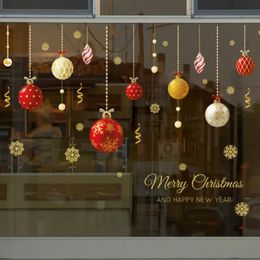 Muurstickers 4560cm Gekleurde Bal Kerstdecoratie Winkel Groot Glazen Raam Gouden Huisornamenten 231017