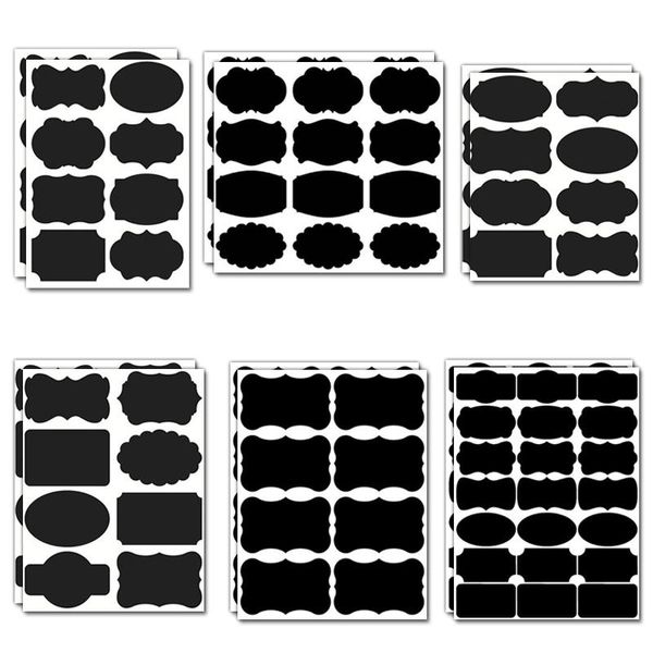 Autocollants muraux 48 pièces/ensemble, étiquette de cuisine à épices pour pot, tableau étanche, étiquettes de bouteilles, tableau noir, stylo marqueur