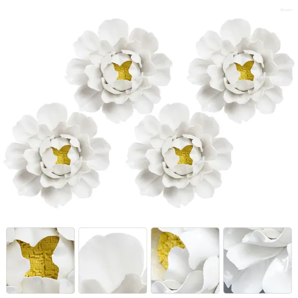 Pegatinas de pared 4 piezas Fondo Cerámica Decoración de flores Adorno para el hogar