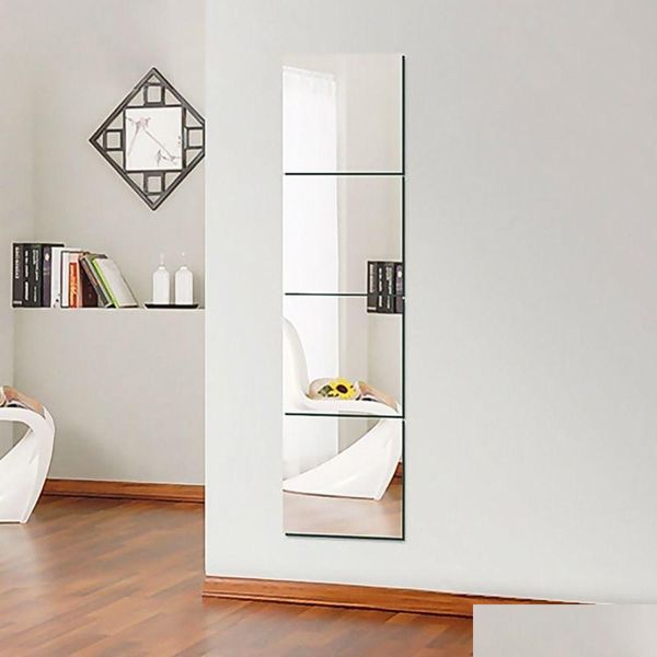 Autocollants muraux 4pcs décoratifs auto-adhésifs 3D carreaux de mosaïque miroir effet pièce carrée bricolage décor de la maison 30x30cm y200103 drop livre gard dheyo