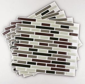 Autocollants muraux 4pcs décoration intérieure 3D Modèle de carreaux Backsplash Murage Mural décalés13265720