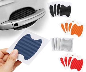 Autocollants muraux 4pcsset autocollant de porte de voiture en fibre de carbone couverture résistante aux rayures poignée automatique film de protection style extérieur access2455961