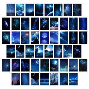 Stickers muraux 50pcs Dark Night Style Collage Kit Galaxy Stars Art Affiches Planète Nébuleuse Univers Photos Esthétique Pour La Décoration De La Chambre