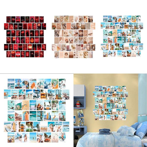 Stickers muraux 50 pièces cartes postales affiche mode Po Collage ensemble Kit esthétique épais carte papier auto-adhésif décor à la maison