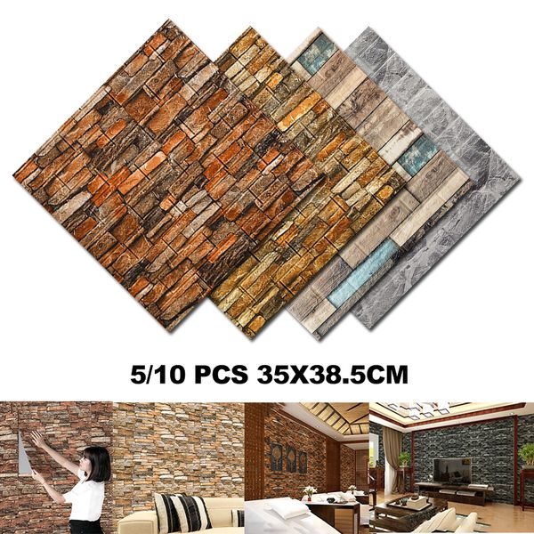 Pegatinas de pared 510 piezas 3D patrón de ladrillo pegatina panel autoadhesivo impermeable sala de estar papel tapiz decoración del hogar 230822