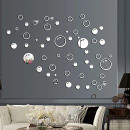 Muurstickers 58 stks Spiegel Sticker Bubble Decoratie DIY Badkamer TV Achtergrond Zelfklevend Acryl voor Thuis 231211