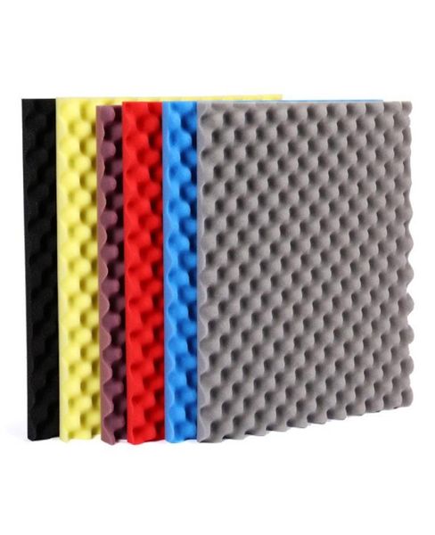 Pegatinas de pared 5 piezas de azulejos de espuma insonorizados de alta densidad acústicos de algodón absorbente de sonido KTV o sala de estudio caja de huevos para el hogar 30X30X2cm5690054