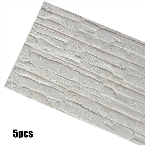 Autocollants muraux 5 pièces 3D carrelage brique chambre décoration panneau de mousse imperméable fonds d'écran pour salon cuisine TV toile de fond 60*30 cm