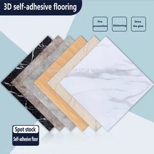 Stickers muraux 5pcs faux carreaux de marbre auto-adhésif imperméable plancher PVC salle de bains cuisine chambre chambre 231202