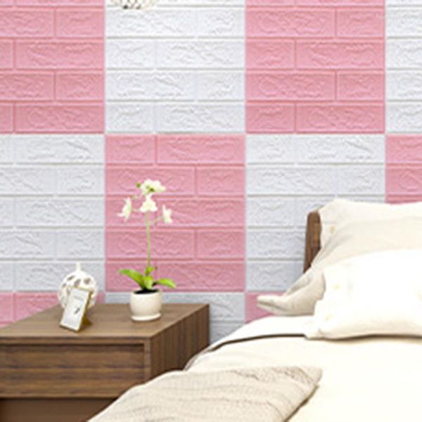 Pegatinas de pared 5 uds pegatina papel tapiz 3D patrón de ladrillo anticolisión impermeable autoadhesivo XPE espuma algodón decoración del hogar