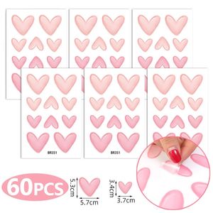 Muurstickers 60pcs6 Vellen Roze Hart Grote Kleine Harten Art Decals voor Kinderen Baby Meisjes Kamer Kinderkamer Wallpapers Decor 231017