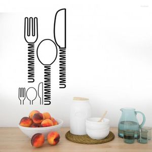 Muurstickers 6 stuks keuken vork lepel mes UMMMM sticker eetkamer koken gereedschap sticker restaurant home decor