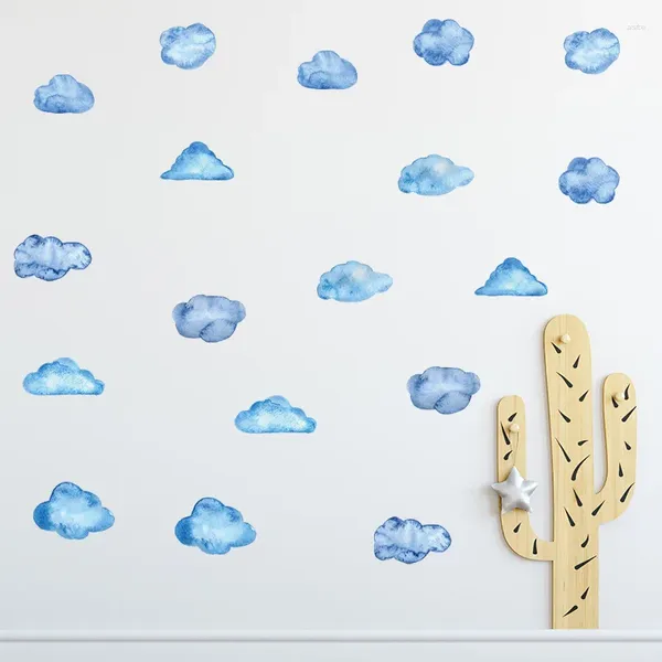 Autocollants muraux 6pcs / ensemble nuage bleu pour les chambres pour enfants chambre bébé chambre à coucher décoration de vie en pvc décoration de maison