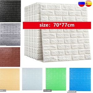 Wall Stickers 7077cm 3D Brick Wall Sticker DIY SelfAdhesive Decor Foam Waterproof Covering Wallpaper For Kids Room Kitchen Stickers 221008