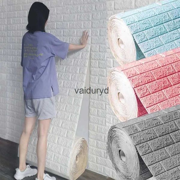 Pegatinas de pared 70cm * 1m, pegatina con diseño de ladrillo 3D, Panel autoadhesivo, papel tapiz impermeable para sala de estar, decoración del hogar, vaiduryd