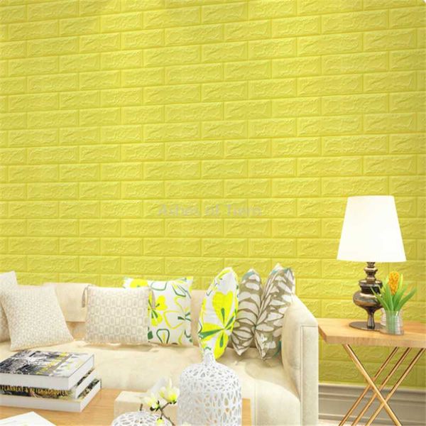 Pegatinas de pared 70 cm 77 cm 3 D Palo impermeable La sala de estar Dormitorio Estera Cuadrado Desde Pegamento para papel tapiz