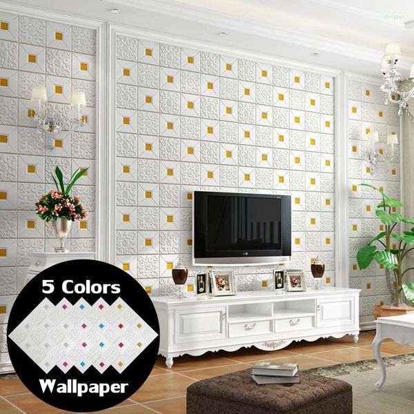 Pegatinas de pared 70x70cm papel tapiz 3D ladrillo autoadhesivo papel tapiz impermeable para DIY habitación TV Fondo decoración del hogar