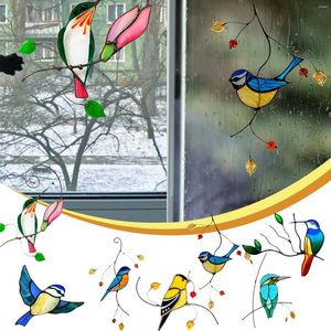 Pegatinas de pared 7pcs colgantes de vidrio de vidrio Decoración para el hogar de pájaros lindos calcomanías de autos 3D decoración de la sala de estar
