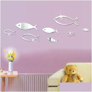 Stickers Muraux 8 Pcs Litière Poisson Acrylique Miroir Chambre Salon Décor Décoration De La Maison Accessoires Drop Delivery Jardin Dhj9L