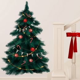 Muurstickers 95 cm lange grote diepe groene kerstboom vrolijk voor woonkamer slaapkamer keuken festival decoratieve pvc 230227