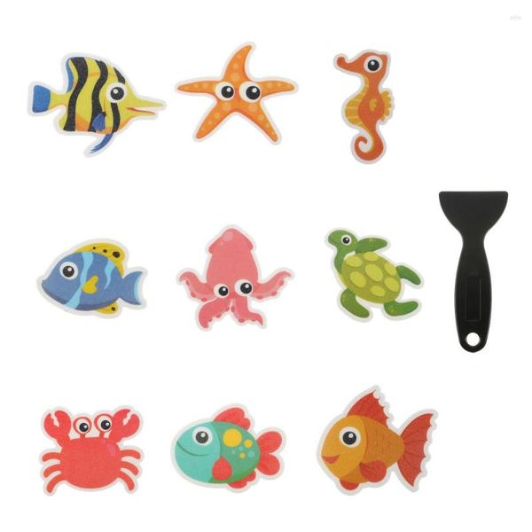Pegatinas de pared 9 piezas Niños Animales marinos Bañera Niños Ducha antideslizante