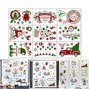 Muurstickers 9 stks Kerstvenster Cursies Verwijderbare PVC-Sticker met Glitter Poeder voor Thuis Kantoor School Xmas Party Decor levert Natale