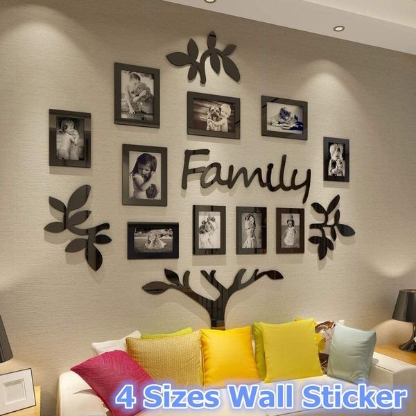 Stickers muraux Acrylique Arbre généalogique Cadre photo Collage 3D DIY Décorations de Noël pour salon chambre Noël Home Art Decor 230829