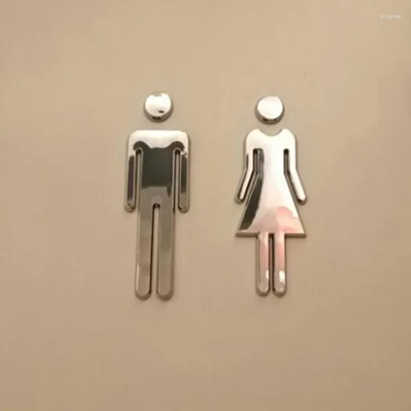 Pegatinas de pared Símbolo acrílico Símbolo adhesivo respaldo de hombres y mujeres o un signo de baño unisex para el restaurante de la casa de la oficina