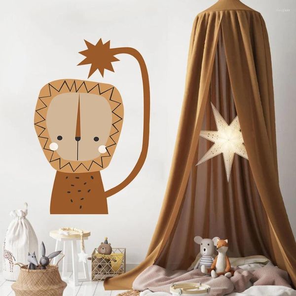 Pegatinas de pared, calcomanías para niños de Safari africano, León, papel tapiz artístico para guardería, carteles removibles para niños, dormitorio, decoración del hogar, regalo