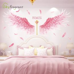 Stickers muraux ailes d'ange pour les chambres de filles maison chambre garde-robe décoration de fond auto-adhésif vinyle autocollant papier peint 231202