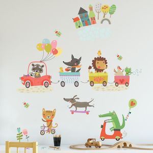 Muurstickers dier trein scooter kinderkamer woonkamer achtergrond decoratie slaapkamer decor