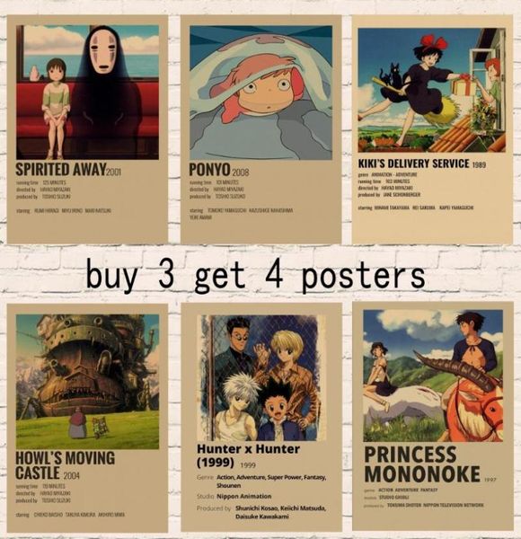 Pegatinas de pared Colección de anime Miyazaki Hayaopatlabortotoro Retro Kraft Party Poster para la sala de estar Decoración de la barra de la sala 8101144