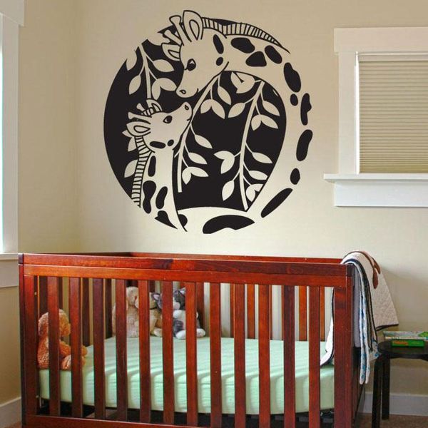 Stickers Muraux Applique Autocollant Girafe Cercle Enfants Chambre Décoration Bébé Chambre Illustration ET29Wall StickersWall