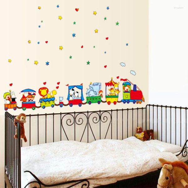 Pegatinas de pared Arte Animal Circo Tren DIY Extraíble Salón Niños Dormitorio Decoración para el hogar Mural Calcomanía