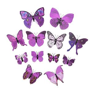 Muurstickers Art Design Decal 3D Butterfly Home Decor Room Decoratie 12pcs (Purple)