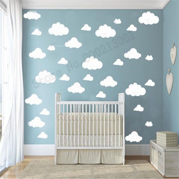 Pegatinas de pared, pegatina artística, decoración de nubes de más tamaño, póster extraíble, decoración de habitación de bebé para niños, adorno moderno de belleza LY513