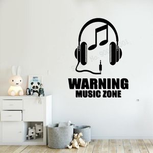 Stickers muraux Art Autocollant Avertissement Affiche Musique Casque Décoration Décor Citations Decal Nersery Murale Amovible LY92